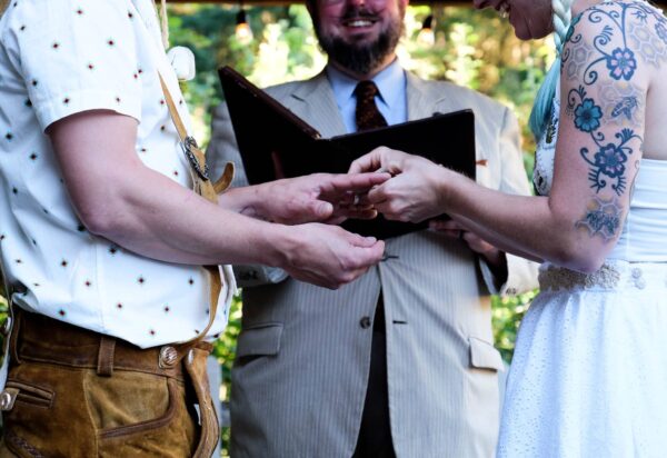 Reverend Erik officiating a wedding